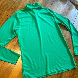 Vintage 1960s/1970s back zip green turtleneck long sleeve polyester top